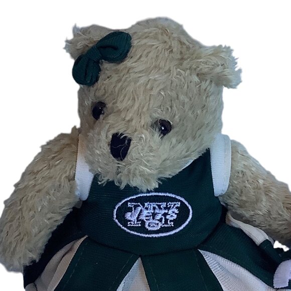 New York Jets Cheerleader Teddy Bear "Go Jets!" Plush Toy Hunter MFG Pom Pom 6" - Picture 2 of 8